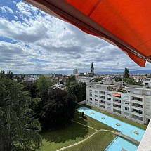 v e n d u   -----   Vivre à Mulhouse proche du Centre! À 5 min à pied de la gare/TGV, à 10 min de l'A 35, env. 30 min de Bâle, Colmar: Magnifique attique env. 220 m² / grand espace de vie avec bibliothèque et accès sur terrasse panoramique env. 60 m² en U, cuisine haut de gamme / entrée XXL env. 20 m² / 4 chambres (placards intégrés sur mesure), parquet + marbre / 2 salles de bain. Situation calme, proche de toutes commodités à pieds!